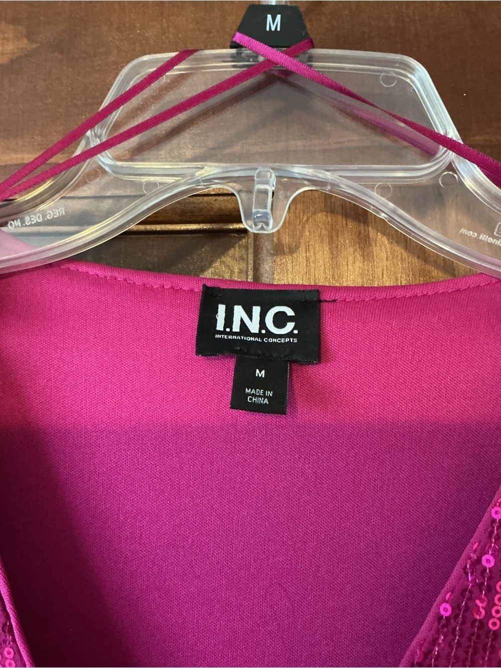 INC International Concepts Hot Pink Sequin Long Sleeve Belted Dress - Picture 3 of 3